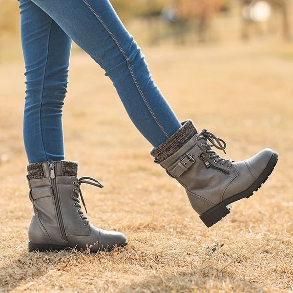 Mid calf combat boots on sale